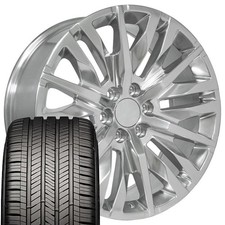 Set 22x9 Polished 5921 Wheels Goodyear Touring Tires Fits Sierra Yukon Set 22x9 Polished 5921 Wheels Goodyear Touring Tires Fits Sierra Yukon