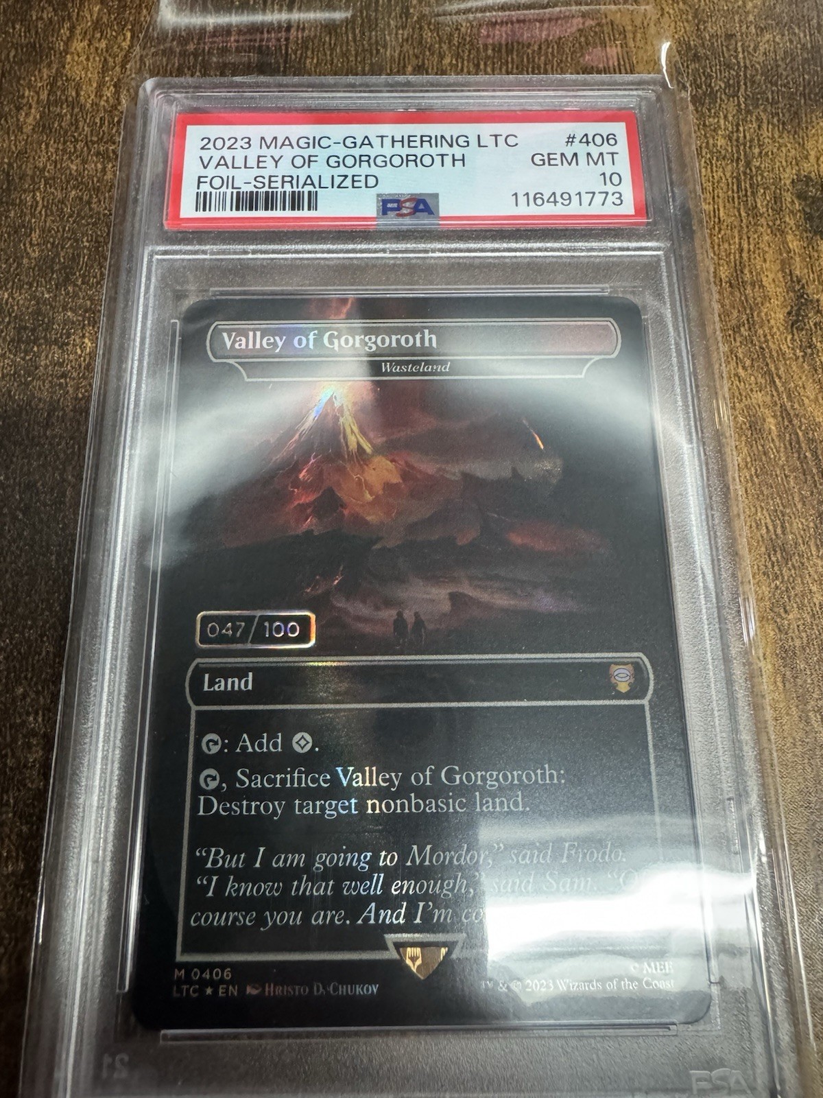 Serialized Valley Of Gorgoroth (Wasteland) 47/100 Mtg Lotr PSA 10