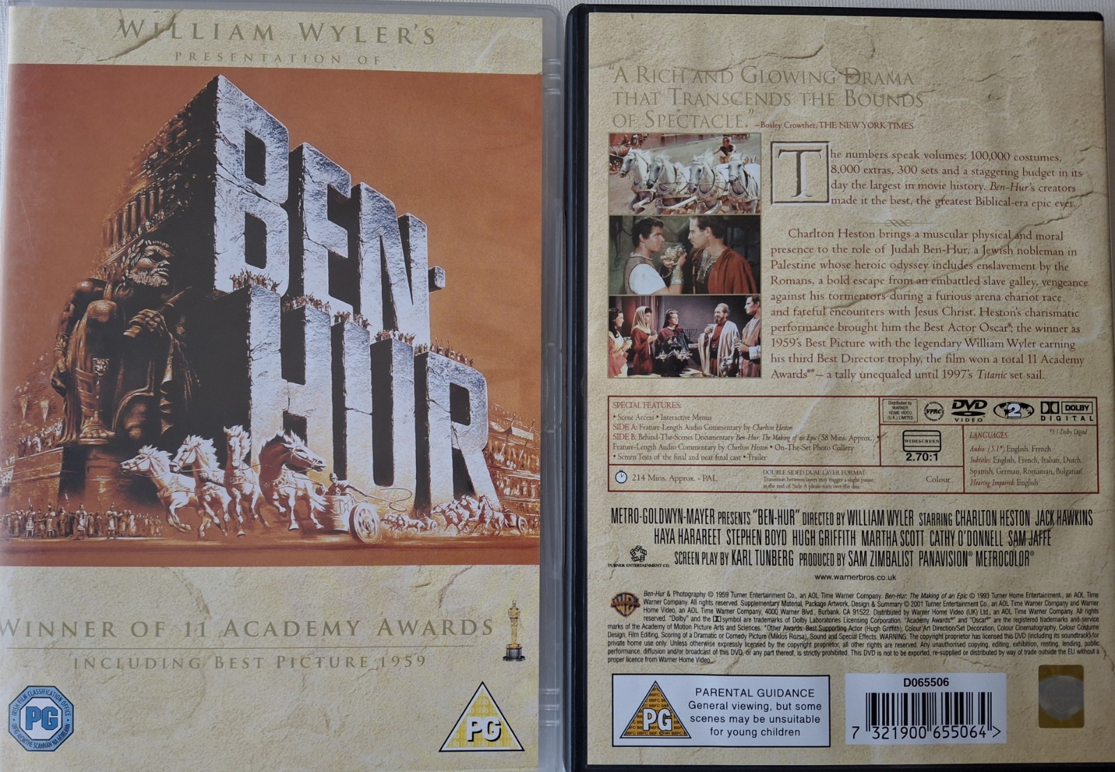 Ben-Hur (1959) DVD Charlton Heston/Jack Hawkins 2001 New NOT Sealed