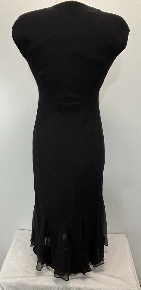 Vtg Jones New York Midi Dress Sz 6 Black Classic Silk Panel Flattering Lined 90s - Image 3 of 4