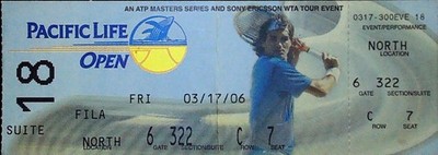 Roger Federer Rapheal Nadal Win Pacific Life Open Tennis Ticket Stub 3/17/2006