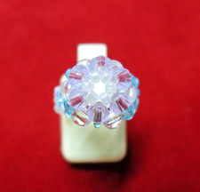 Anillo Flor Cristal Azul Swarovski Niña Hecho a Mano Frozen Inspirado en Elsa