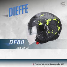 CASCO JET DIEFFE DF88 DOPPIA VISIERA ARMY  GIALLLO TG.L