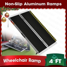 4ft Aluminum Multi-Folding Wheelchair Scooter Mobility Ramp Portable Non-Slip
