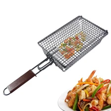 Barbecue Grilling Basket Grill BBQ Net Steak Meat Fish Veg Mesh Holder Tools