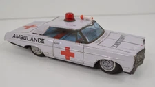 Vintage Bandai Tin Litho Friction Car Ford Galaxie Ambulance 8" Long
