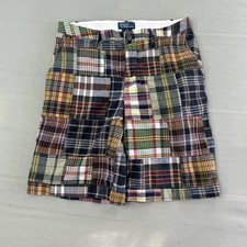 Polo Ralph Lauren Boys Sz 12 Madras Plaid Patchwork School Shorts