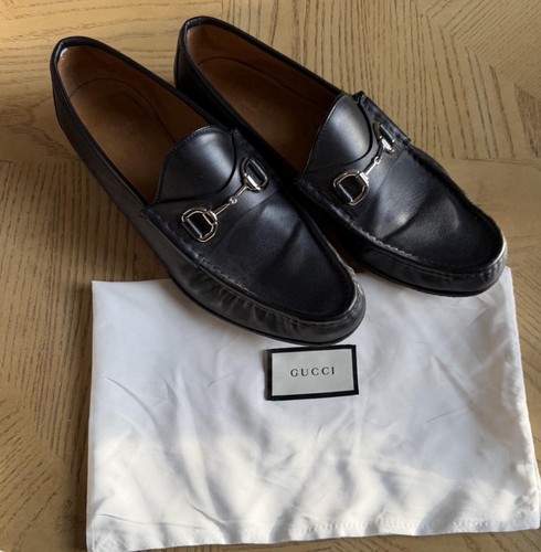 Gucci Horsebit 1953 Men's Black Leather Dress Loafers Slip On Round Toe