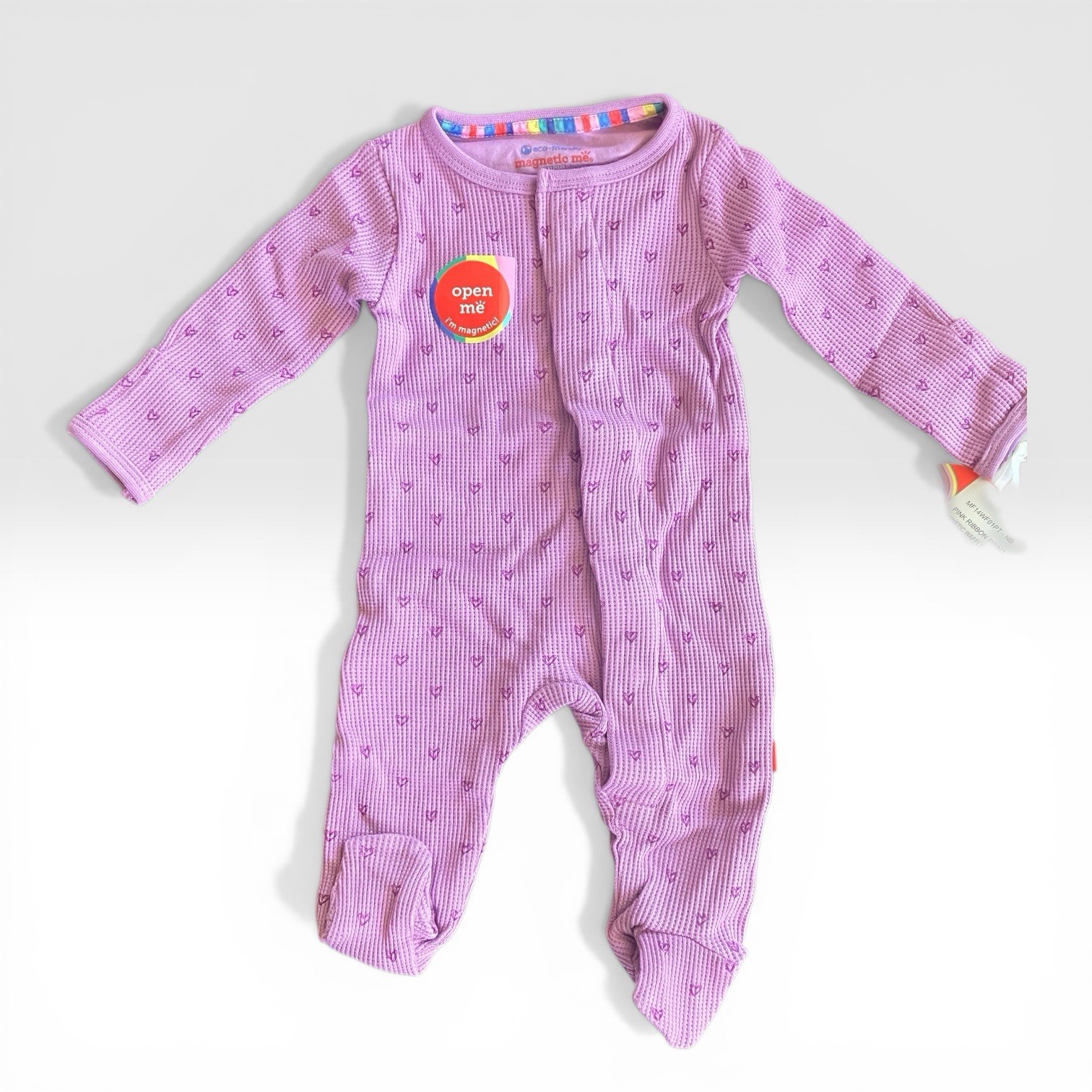 Magnetic Me Newborn NB Footie Heart Print Lavender Sleeper NWT