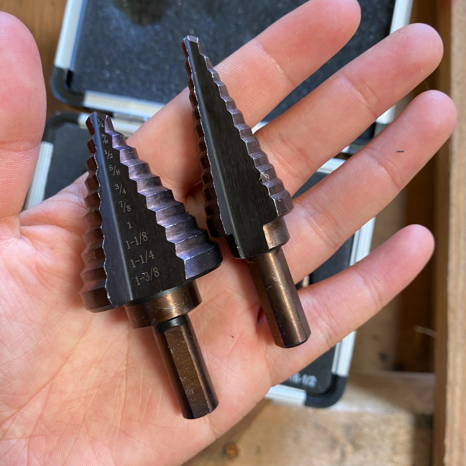 USA 5Pcs Large Metal Step Drill Bit Set HSS Multiple Hole 50 Sizes w/ Case eBay