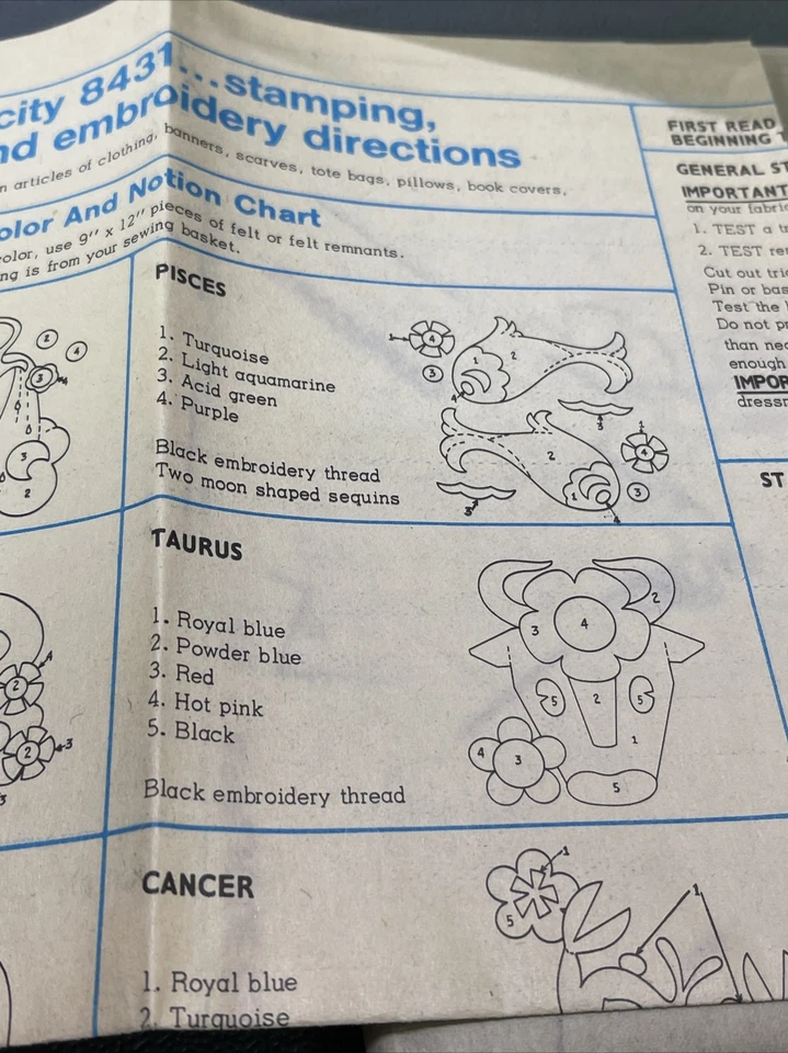 1969 Uncut FF Simplicity 8431 12 Zodiac Applique Transfers No Sew Hippie Fashion - Image 4 of 4