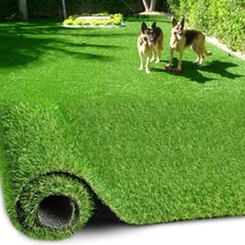 Realistic Fake Grass Rug with Drainage 1.2" Height Outdoor Artificial Grass Turf
