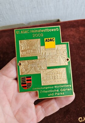 VINTAGE ENAMEL AUTOMOBILE RADIATOR BADGE # ADAC HOMELAND RALLY WÜRTTEMBERG 2009