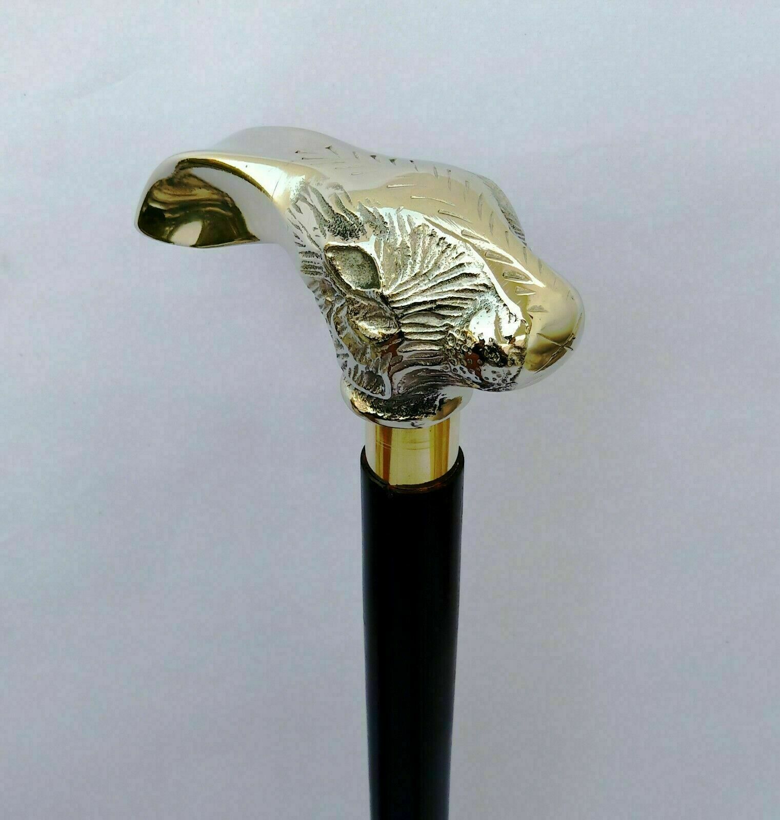 Victorian Solid Brass Silver Rabit Head Handle Ha… - image 4