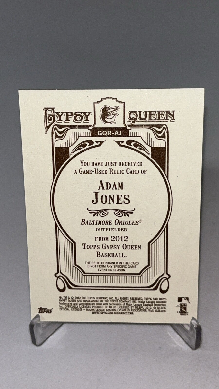 2012 Topps Gypsy Queen - Relics Adam Jones #GQR-AJ (MEM) for sale ...