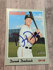 Derek Dietrich Signed 2019 Topps Heritage Card #116 COA Marlins Reds Rangers