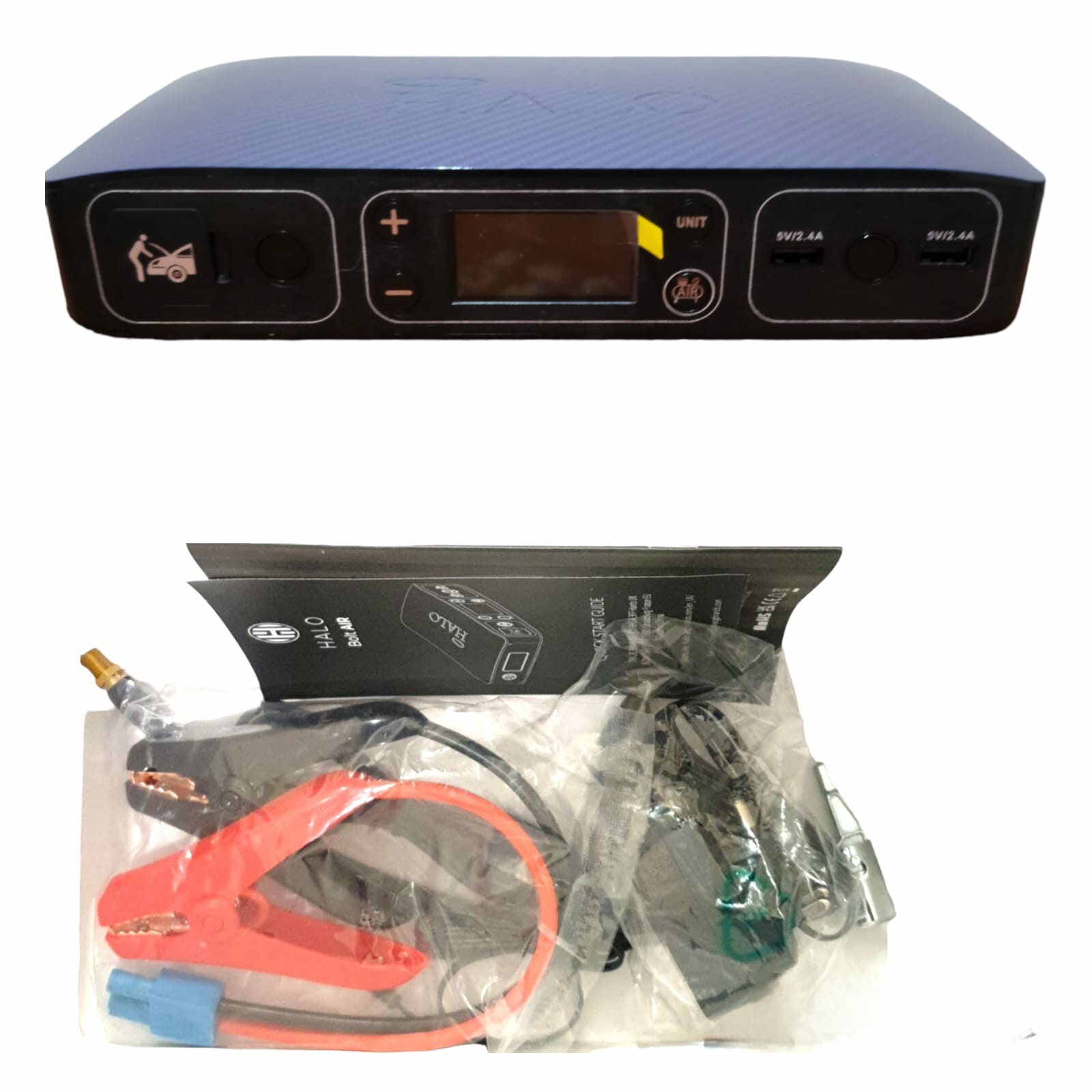 Halo Bolt Air 58830 w/ Car Jump Starter, Air Pump BLUE Used eBay