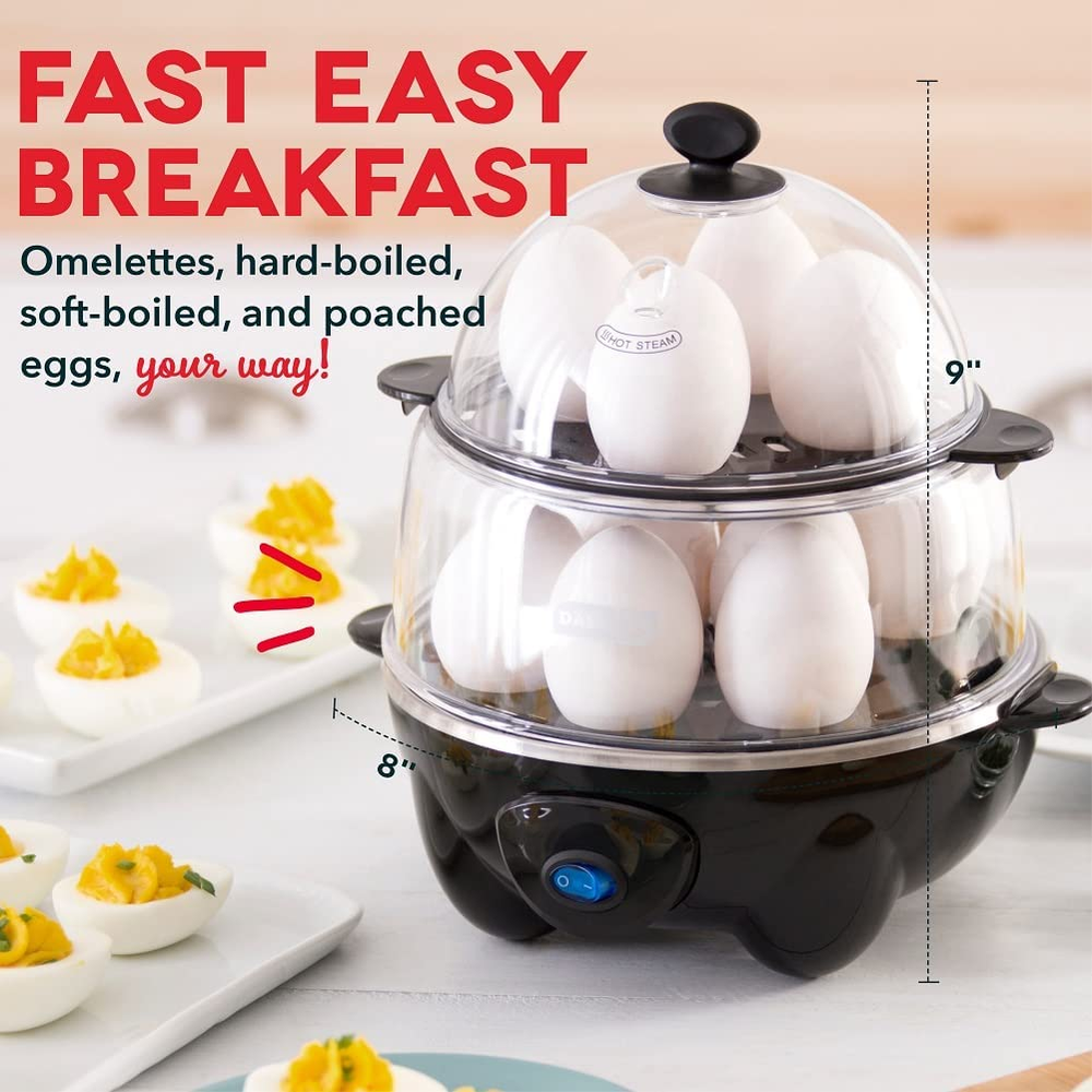 DASH Deluxe Rapid Egg Cooker for Perfect Hard Boiled Poached Scrambled Eggs and Omelets Fast