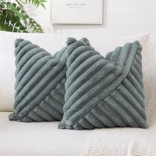 Faux Fur Plush Throw Pillow Covers 16 x 16 16x16 Inch Pack of 2 Dark Gray