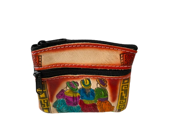 Lot (3) Peruvian Handmade Leather Coin Purse - Monedero de Cuero de Colores - Image 3 of 3