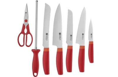 Henckels Zwilling Now S 8pc Block Set Org/Red Bread Chef Util