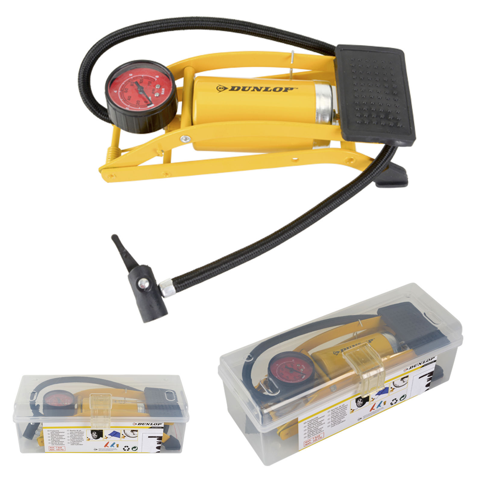 B&Q -  Single Barrel Foot Air Pump Car Bike Bicycle Manometer Inflatables Balls - Image 3