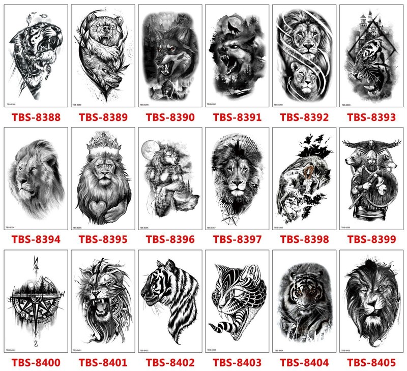8 Sheets Temporary Tattoos Body Arm Tattoo Sticker Half Sleeve Fake Waterproof 
