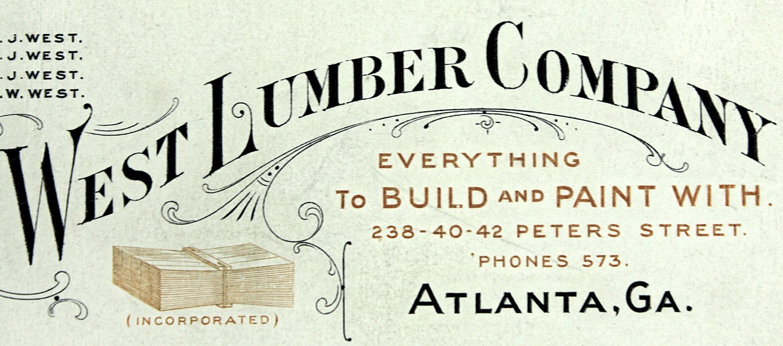 1880s1900 WEST LUMBER COMPANY Atlanta Victorian Business Card