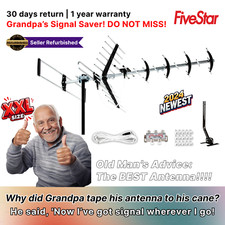 2025 Outdoor Digital HD TV Antenna Directional VHF UHF OTA  Pole  Splitter