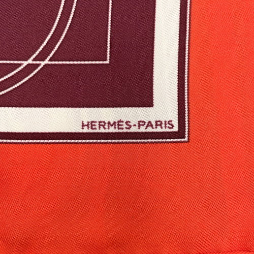 Auth Hermes Carré 45 Ex-Libris Red x Multicolor Silk Scarf W/Box BA050249 - Picture 18 of 19