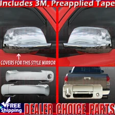 For 2007-2013 Toyota Tundra Chrome 2 Door Handle COVERS+Mirrors+Tailgate w/Cam