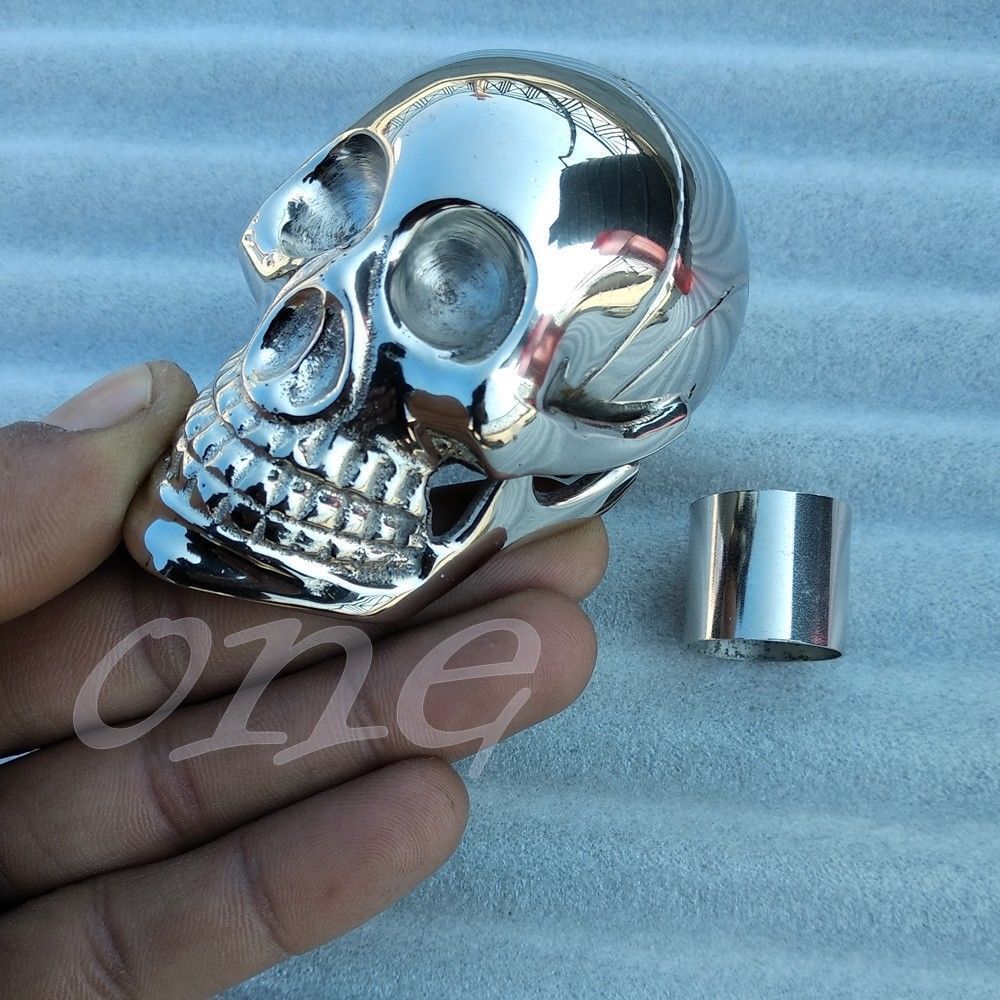 Solid Brass Chrome Finish Heavy Skull Handle for … - image 1