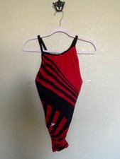 Vintage Womens Speedo One Piece Lycra Red/Black Size 38 Swimsuit