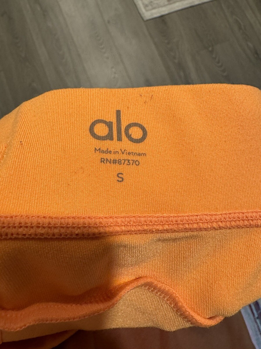 ALO YOGA Women's 7/8 CHECKPOINT Tie Front Leggings Neon Apricot