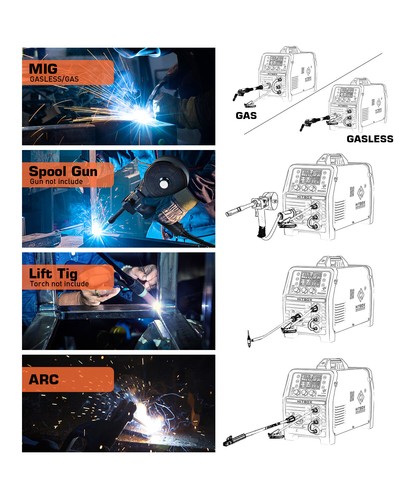 Upgrade 5IN1 200A Aluminium MIG Welder Gas Gasless MIG,LIFT-WIG,MMA,SPOOL-GUN - Picture 6 of 19