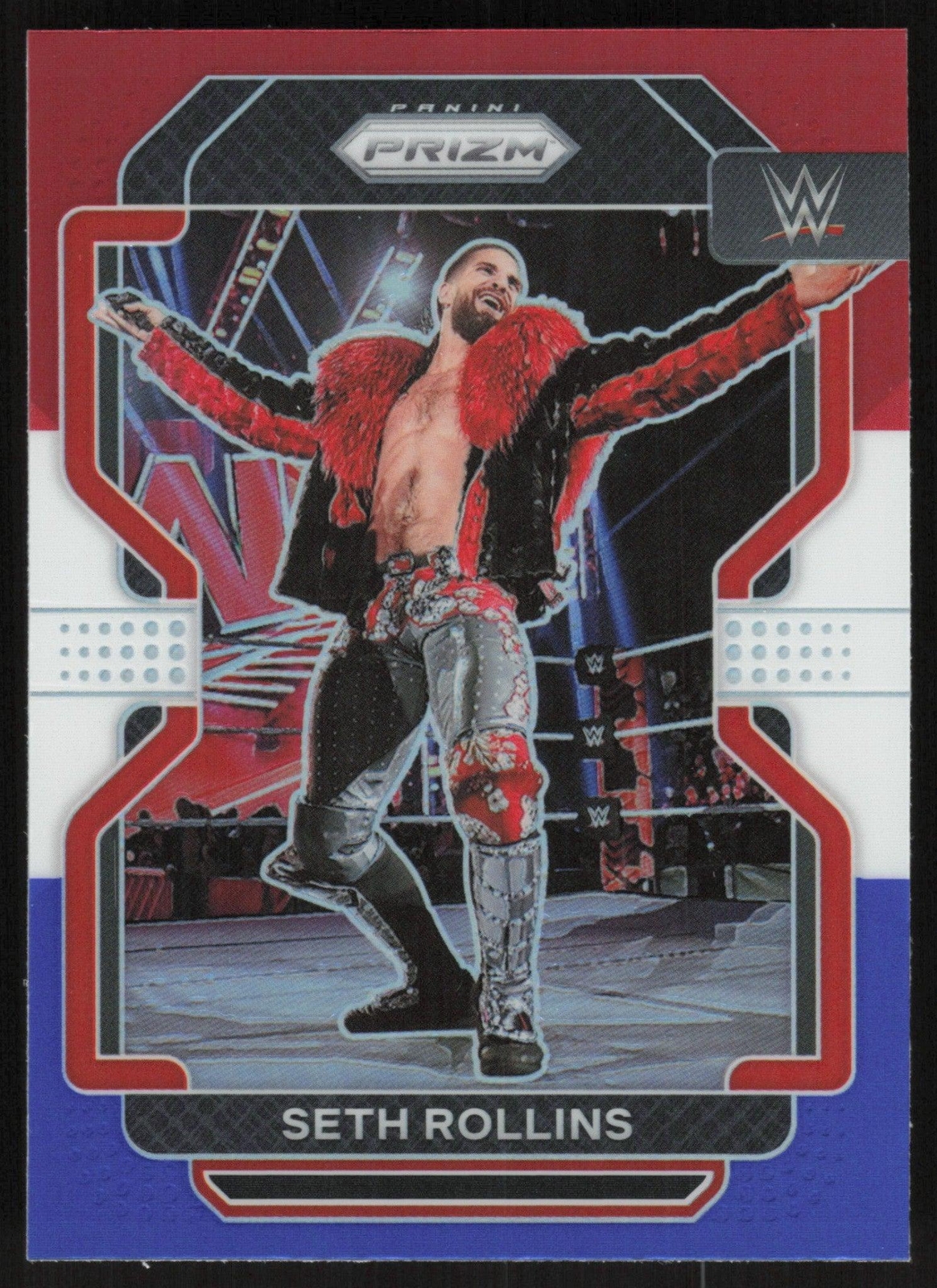 Seth Rollins 2022 Panini Prizm WWE # 111 Red White Blue Prizm Raw