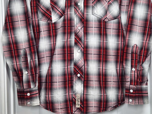 Rafter C Western Hemd Herren S rot Perlen Druckknopf kariert Langarm bestickt Gaucho - Bild 6 von 8