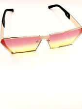 Pink  Yellow Square Sunglasses Gold Frame