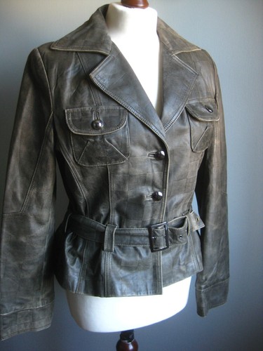STEAMPUNK LEDER BIKER JACKE 14 Retro Gürtel weich distressed Vintage Patchwork - Bild 9 von 15
