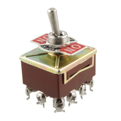 AC 15A/250V 10A/380V Screw Terminals On/Off/On 4PDT Latching Toggle Switch