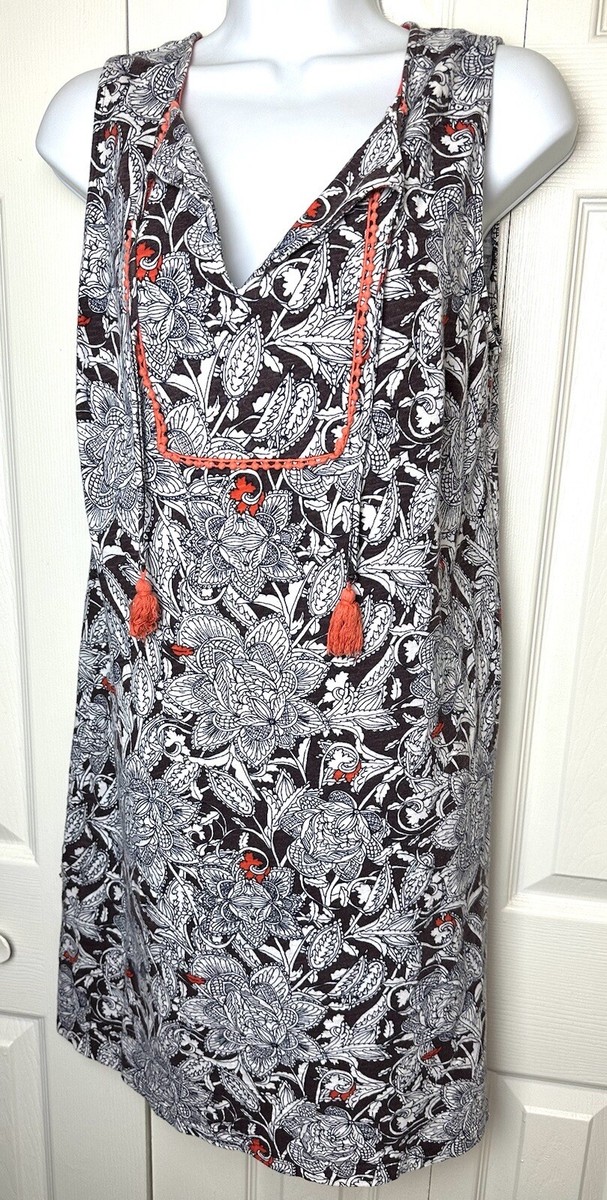 BODEN Lana Floral Dress Blue White Brown Tassel Coral #WW015 Sz 10R US 14R  UK | eBay