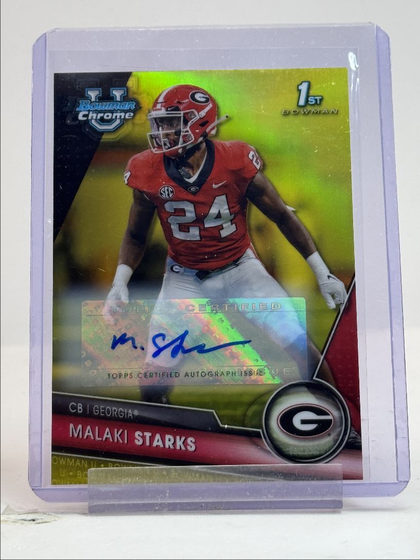 MALAKI STARKS 2023 BOWMAN U CHROME 1ST AUTOGRAPH YELLOW AUTO /75 Q0786