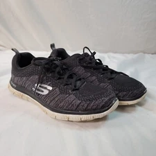 Sketchers Flex Sole Memory Foam Shoes 11877 BKW SZ 9  Pre Owned