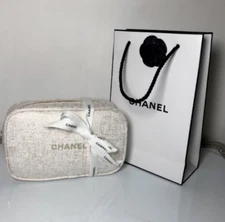 Chanel Beaute Toiletry Pouch Cosmetic Clutch Pouch White