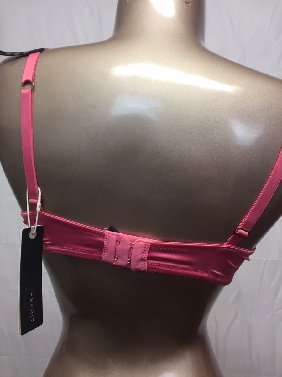 Soutien gorge 100C rose motifs coeurs et fleurs noirs lingerie femme