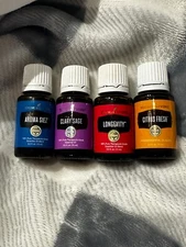 Young Living Lot of 4, Aroma Siez, Clary Sage, Longevity, Citrus Fresh 15ML NEW