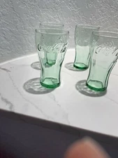 coca cola collectibles antique/vintage mini green glass cups Set Of 4