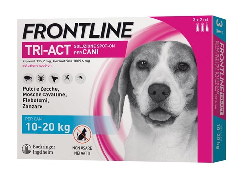 Frontline TRI-ACT 3 pipette per cani  2-5 / 5-10 / 10-20 / 20-40 / 40-60 kg - Foto 3 di 5
