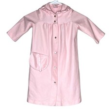 Vtg 1980s Girl Toddler Sz 2 Pink Housecoat Robe Her Majesty Button Warm Pocket