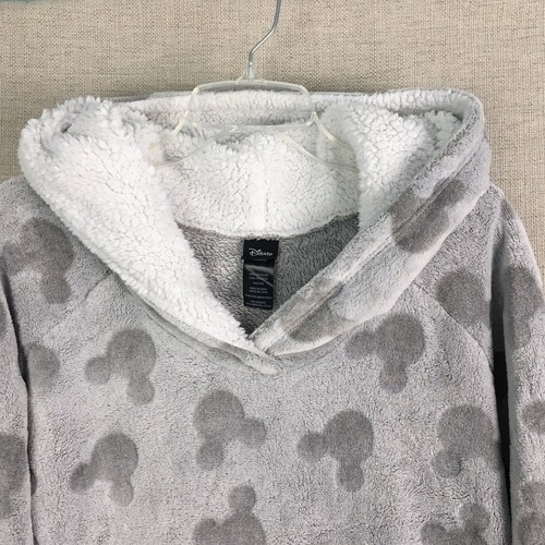 Disney Felpa Donna con Cappuccio Topolino Grigio Pile Lounge Sherpa Vestito Pigiama Taglia Unica - Foto 2 di 5